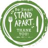 BeSafe Messaging Floor Decals, Be Smart Stand Apart; Knife/Fork; Thank You, 12" Dia., Green/White, 6/Carton1