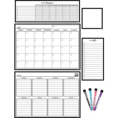 Teacher Created Resources Black & White Dry-Erase Magnetic Calendar Set1