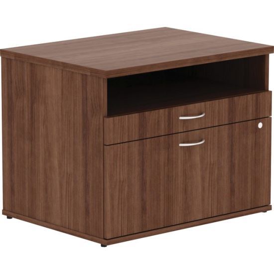 Lorell Walnut Open Shelf File Cabinet Credenza - 2-Drawer1