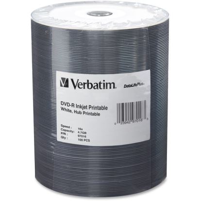 Verbatim 97016 DVD Recordable Media - DVD-R - 16x - 4.70 GB - 100 Pack Wrap1