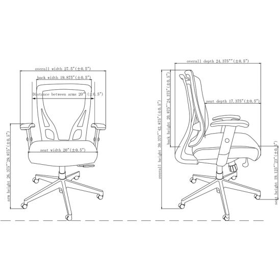 Lorell Fabric Seat Mesh Mid-back Chair2