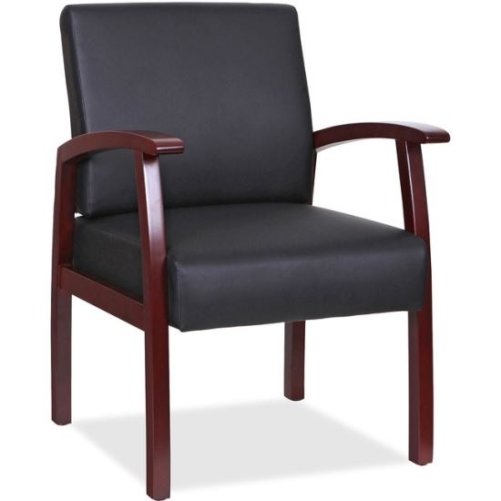 Lorell Black Leather/Wood Frame Guest Chair1