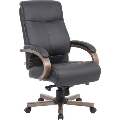 Lorell Wood Base Leather High-back Executive Chair1
