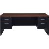 Lorell Walnut Laminate Commercial Steel Desk Series Pedestal Desk - 2-Drawer2