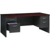 Lorell Mahogany Laminate/Charcoal Modular Desk Series Pedestal Desk - 2-Drawer4