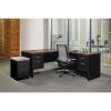 Lorell Walnut Laminate Commercial Steel Desk Series Pedestal Desk - 2-Drawer3
