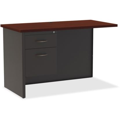 Lorell Mahogany Laminate/Charcoal Modular Desk Series - 2-Drawer1
