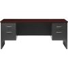 Lorell Mahogany Laminate/Charcoal Steel Double-pedestal Credenza - 2-Drawer2
