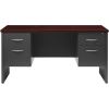 Lorell Mahogany Laminate/Charcoal Steel Double-pedestal Credenza - 2-Drawer2
