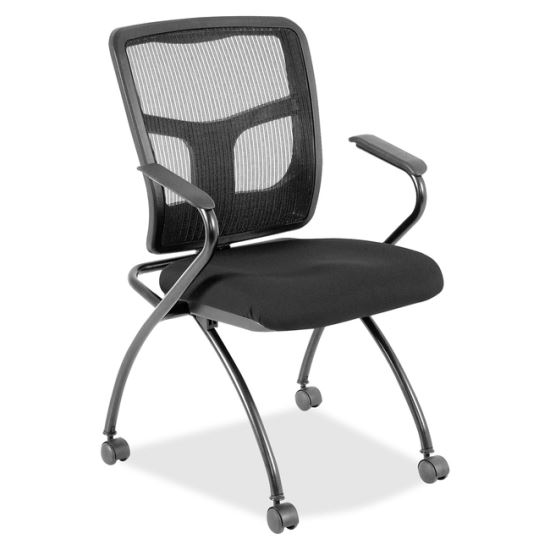 Lorell Mesh Back Fabric Seat Nesting Chairs1