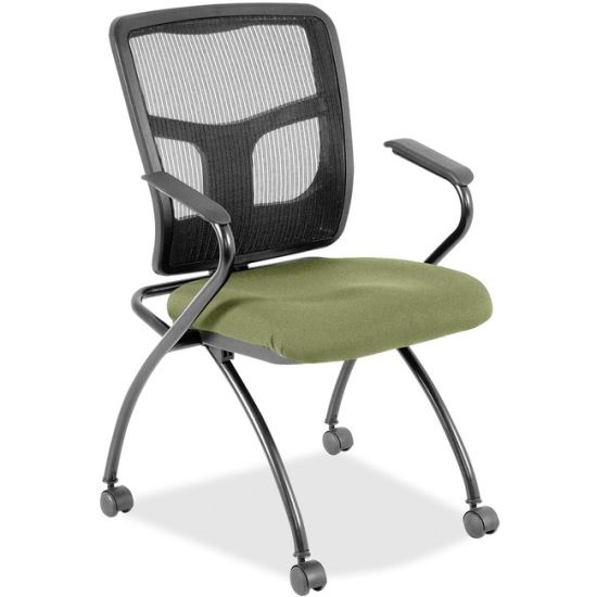 Lorell Mesh Back Fabric Seat Nesting Chairs1