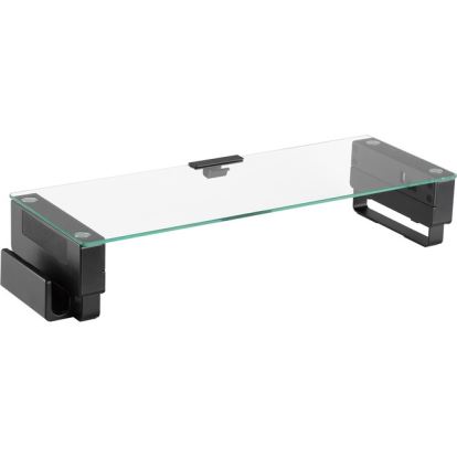 Lorell Single Shelf USB Glass Monitor Stand1