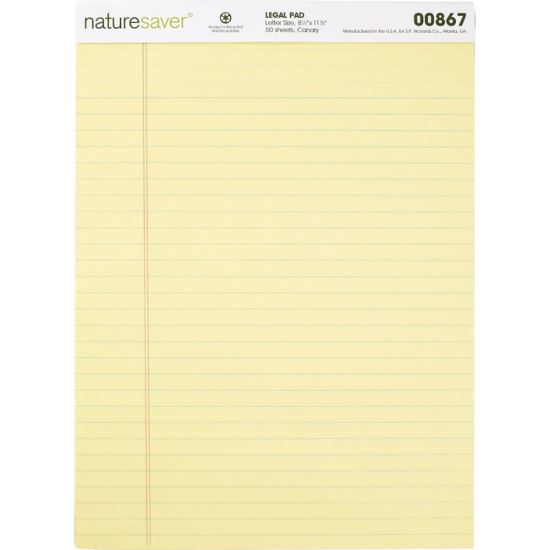 Nature Saver 100% Recycled Canary Legal Ruled Pads1