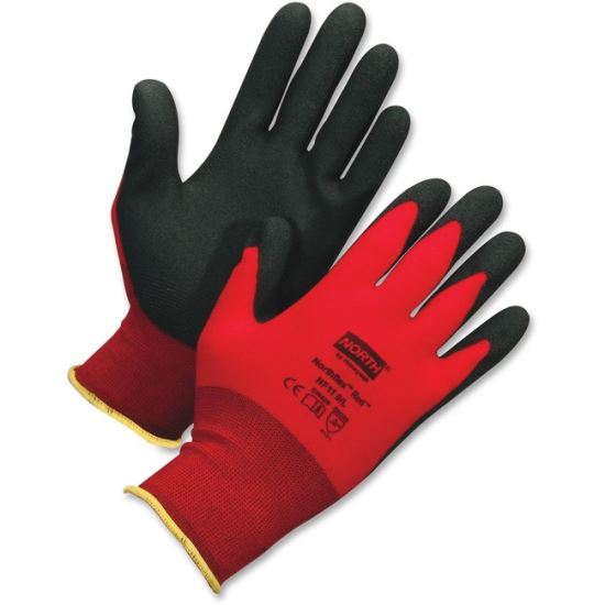 NorthFlex Red Foamed PVC Gloves, Red/Black, Size 10/XL, 12 Pairs1