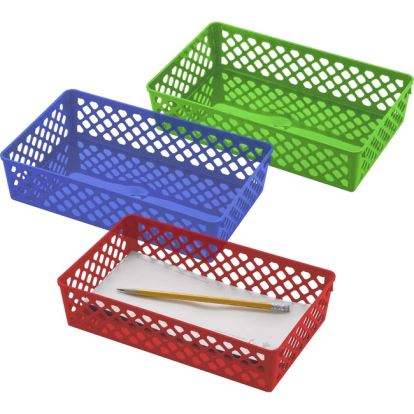 Officemate Achieva&reg; Large Supply Basket, Assorted Colors, 3/PK1