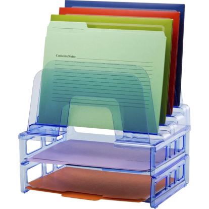 Officemate Blue Glacier&trade; Large Incline Sorter w/ 2 Letter Trays1