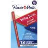 Write Bros. Ballpoint Pen, Stick, Fine 0.8 mm, Red Ink, Red Barrel, Dozen1