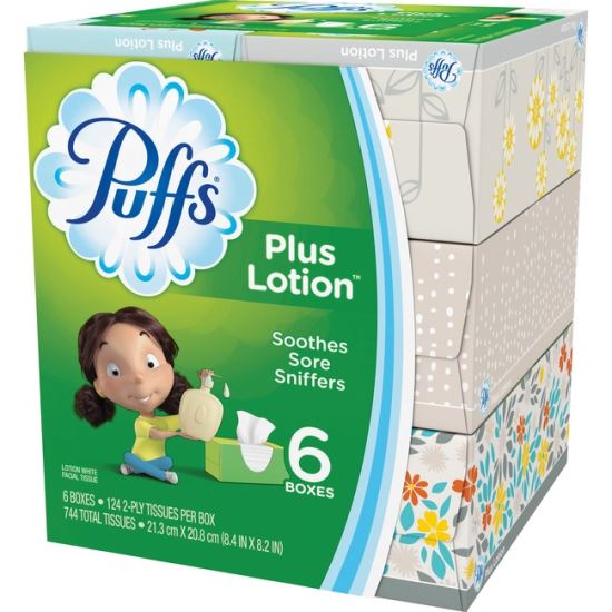 Plus Lotion Facial Tissue, 2-Ply, White, 124 Sheets/Box, 6 Boxes/Pack, 4 Packs/Carton1