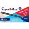 Write Bros. Ballpoint Pen, Stick, Fine 0.8 mm, Black Ink, Black Barrel, Dozen1