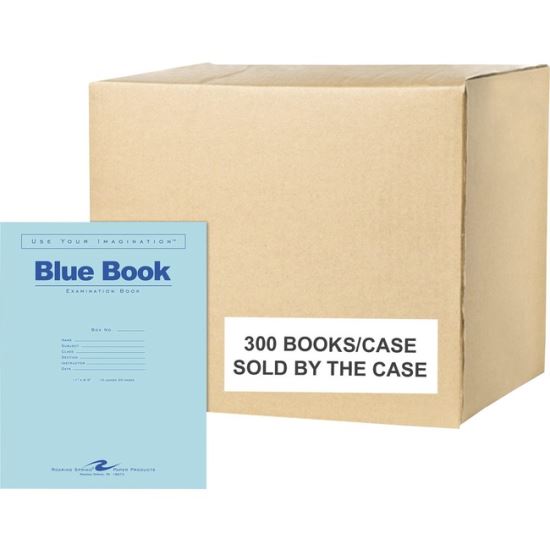 Roaring Spring Test Blue Exam Book, 1 Case (300 Total), Wide Ruled with Margin, 11" x 8.5" 10 Sheets/20 Pages, Blue Cover1