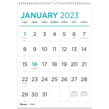 Blueline Blueline Large Print Monthly Wall Calendar1