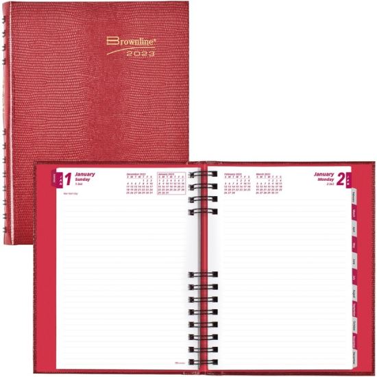 CoilPro Ruled Daily Planner, 8.25 x 5.75, Red Cover, 12-Month (Jan to Dec): 20221