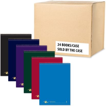 Roaring Spring Flipper College Ruled One Subject Topbound Spiral Notebook, 3 Hole Punched, 1 Case (24 Total), 11.5" x 8.5" 80 Sheets, Assorted Saranac Colors1