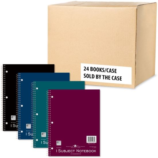 Roaring Spring College Ruled One Subject Spiral Notebook, 3 Hole Punched, 1 Case (24 Total), 11" x 8.5" 80 Sheets, Assorted Colors1