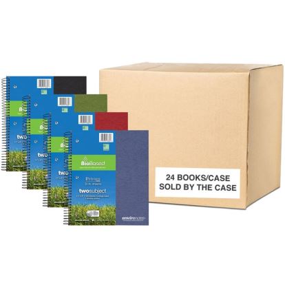 Roaring Spring Environotes College Ruled 2 Subject Recycled Spiral Notebook, 1 Case (24 Total), 11" x 9" 100 Sheets, Assorted Earthtone Covers1