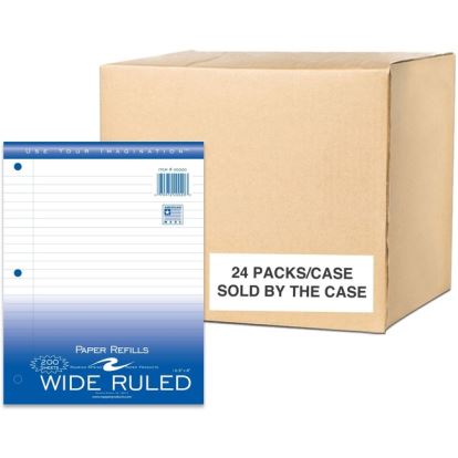 Roaring Spring Wide Ruled Loose Leaf Filler Paper, 3 Hole Punched, 1 Case (24 Packs), 10.5" x 8" 200 Sheets, White Paper1