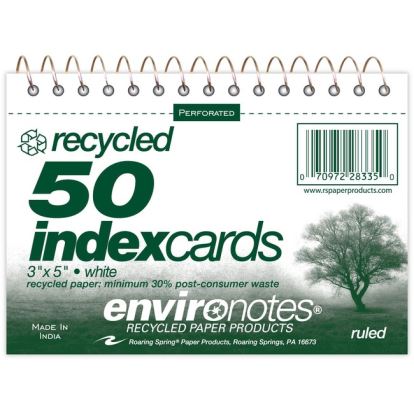 Roaring Spring Environotes Ruled Lined Perforated Spiralbound Recycled Index Cards1