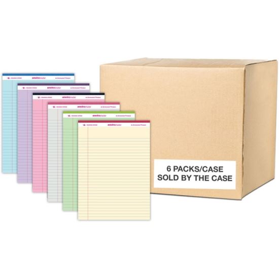 Roaring Spring Enviroshades Case of Recycled Legal Pads, 6 Six Packs, 8.5" x 11.75" 50 Sheets, Assorted Colors1