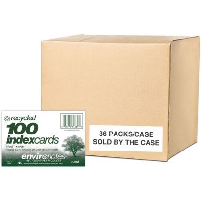 Roaring Spring Environotes Ruled Index Cards (100 Count), 1 Case (36 Packs), 4" x 6" , White1