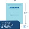 Roaring Spring Test Blue Exam Book, 1 Case (1000 Total), Wide Ruled with Margin, 8.5" x 7" 4 Sheets/8 Pages, Blue Cover2