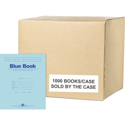 Roaring Spring Test Blue Exam Book, 1 Case (1000 Total), Wide Ruled with Margin, 8.5" x 7" 6 Sheets/12 Pages, Blue Cover1