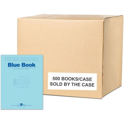 Roaring Spring Test Blue Exam Book, 1 Case (500 Total), Wide Ruled with Margin, 11" x 8.5" 6 Sheets/12 Pages, Blue Cover1
