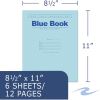 Roaring Spring Test Blue Exam Book, 1 Case (500 Total), Wide Ruled with Margin, 11" x 8.5" 6 Sheets/12 Pages, Blue Cover6