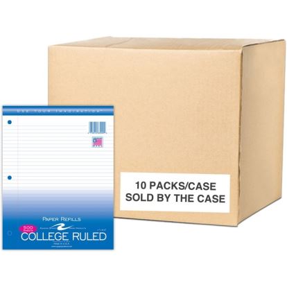 Roaring Spring College Ruled Loose Leaf Filler Paper, 3 Hole Punched, 1 Case (10 Packs), 11" x 8.5" 500 Sheets, White Paper1