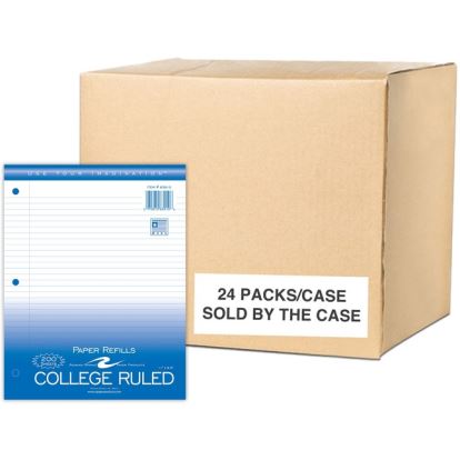 Roaring Spring College Ruled Loose Leaf Filler Paper, 3 Hole Punched, 1 Case (24 Packs), 11" x 8.5" 200 Sheets, White Paper1