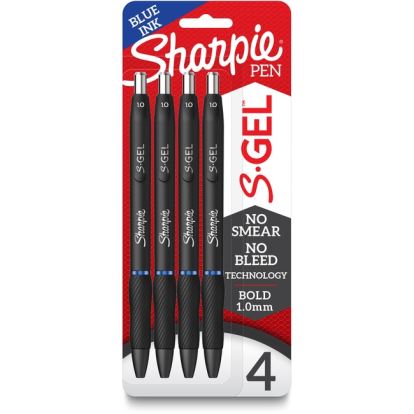 S-Gel High-Performance Gel Pen, Retractable, Bold 1 mm, Blue Ink, Black Barrel, 4/Pack1