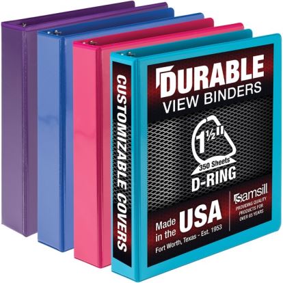 Samsill Durable 1.5 Inch View D-Ring Binder - Fashion Assortment 4 Pack1