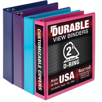 Samsill Durable 2 Inch View D-Ring Binder - Fashion Assortment 4 Pack1