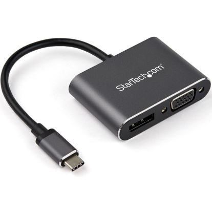 StarTech.com USB C Multiport Video Adapter - USB-C to 4K 60Hz DisplayPort 1.2 HBR2 HDR or 1080p VGA Monitor Adapter - USB Type-C 2-in-11