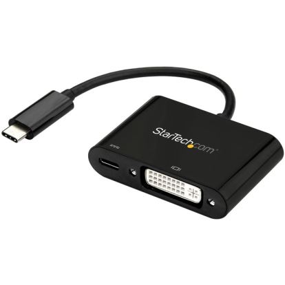 StarTech.com USB C to DVI Adapter with 60W Power Delivery Pass-Through - 1080p USB Type-C to DVI-D Video Display Converter - Black1