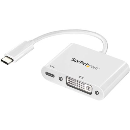 StarTech.com USB C to DVI Adapter with 60W Power Delivery Pass-Through - 1080p USB Type-C to DVI-D Video Display Converter - White1
