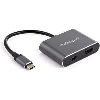 StarTech.com USB C Multiport Video Adapter - 4K 60Hz USB-C to HDMI 2.0 or Mini DisplayPort 1.2 Monitor Display Adapter - HBR2 HDR1