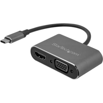 StarTech.com USB C to VGA and HDMI Adapter - Aluminum - USB-C Multiport Adapter - 6 in / 15.24 cm Built-In Cable1