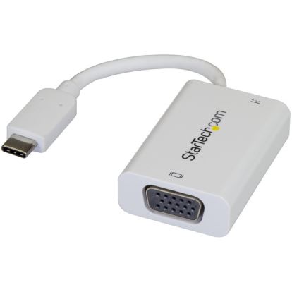 StarTech.com USB C to VGA Adapter with 60W Power Delivery Pass-Through - 1080p USB Type-C to VGA Video Converter w/ Charging - White1