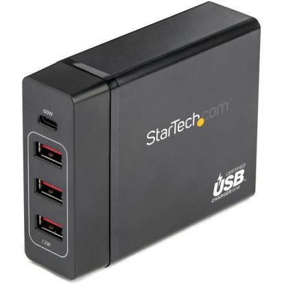 StarTech.com USB C Laptop Charger, 60W PD 3.0, 3x USB-A, Universal Compact USB Type-C Desktop Charger/Power Adapter, USB IF/ETL Certified1