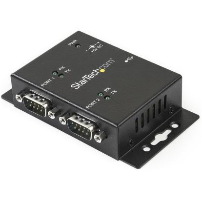 StarTech.com USB to Serial Adapter - 2 Port - Wall Mount - Din Rail Clips - Industrial - COM Port Retention - FTDI - DB91